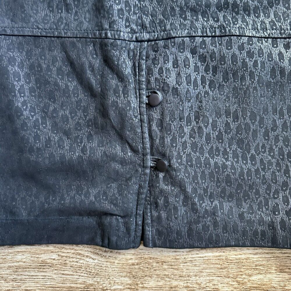 VTG Black Embossed Leather Pencil Skirt Sarah Taylor - Picture 8 of 14